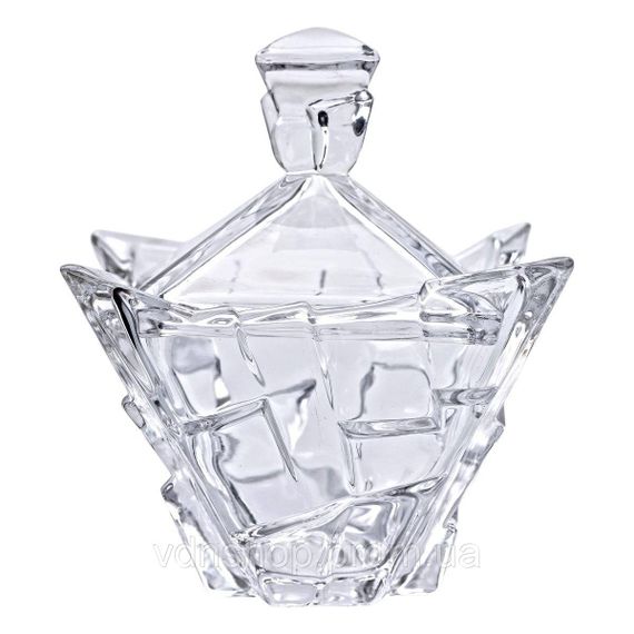 Цукорниця з кришкою 16×16×19 см ваза цукорниця квадратна скляна HP-4-119 | Зображення 1