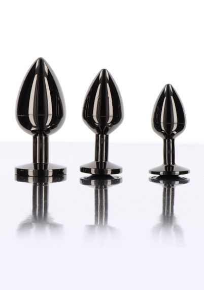 Анальна металева пробка M із чорним каменем Butt Plug With Diamond Jewel Taboom sexstyle | Зображення 11