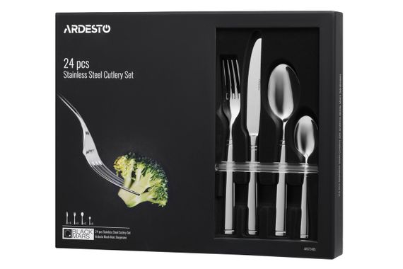 Набор столовых приборов Ardesto Black Mars Bordeaux 24 пр., нержавеющая сталь (AR0724BS) | Зображення 6