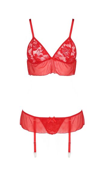 Комплект білизни з поясом для панчіх FABIANA SET red S/M - Passion sexstyle | Зображення 2