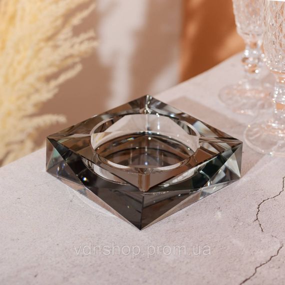 Скляна попільничка для сигарет 13х13х4 см попільничка квадратна настільна Сіра HP-4-131 | Зображення 3