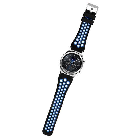 Спортивний ремінець з перфорацією Primo для годинника Samsung Gear S3 Classic SM-R770 / Frontier RM-760 Black&Blue | Зображення 1