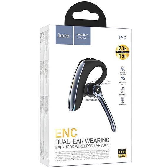 Bluetooth моно-гарнітура Hoco E90 Liya ENC Black | Зображення 1