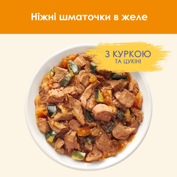 Вологий корм Cat Chow Adult для котів з куркою та цукіні. Ніжні шматочки в желе 78х85г | Зображення 5