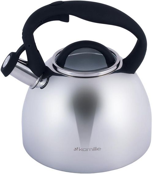 Чайник Kamille Whistling Kettle 2.7л з нержавіючої сталі зі свистком і скляною кришкою (чорна ручка) | Зображення 1