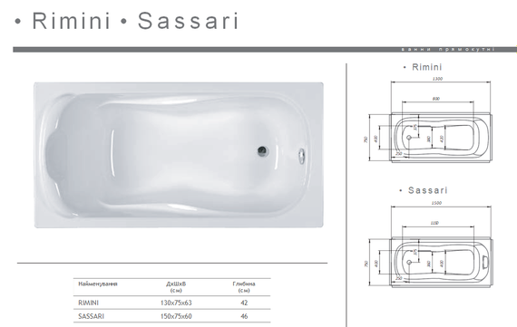 Акриловая ванна Redokss San RIMINI 1300x750 | Зображення 3