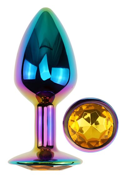 Анальная пробка с кристаллом EGZO - Multicolor Round Plug Yellow size S Sex Aura | Зображення 1