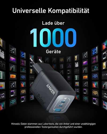 Мережевий зарядний пристрій Anker GaNPrime Charger - 67W, 2xUSB-C PD & 1xUSB-A Black | Зображення 1