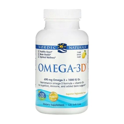 Омега 3 Nordic Naturals Omega-3D 1000 mg 120 Soft Gels Great Lemon taste | Зображення 2