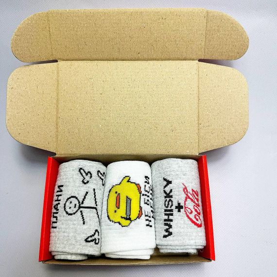 Подарочный набор мужских носков в коробке размер 40-45 3 пары цвет серый  ч3бокс042 | Зображення 4