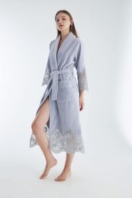 Женский халат Nusa 4095 с кружевом 3XL, Голубой