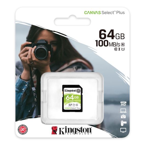 Kingston Canvas Select Plus SD [Карта пам'яті SD 64GB C10 UHS-I R100MB/s] (SDS2/64GB) | Зображення 2