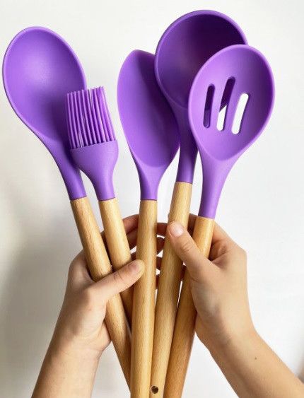 Набор кухонных предметов Silicone kitchen utensils set 12 предметов Фиолетовый | Зображення 1