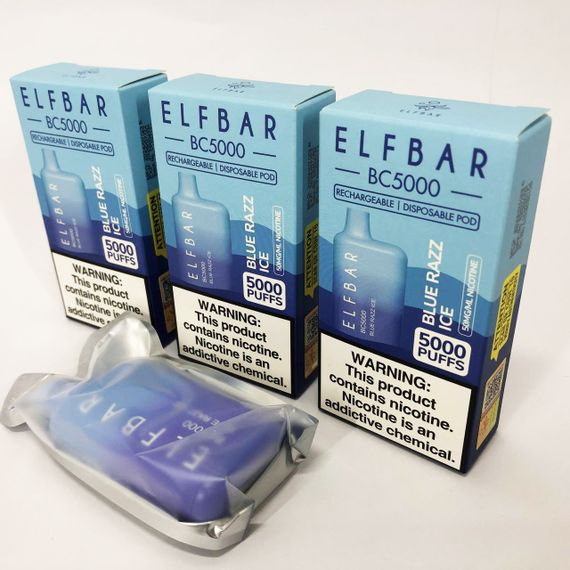 Elf Bar BC5000 вкус Синяя Малина Лимонад (Blue Razz Ice)