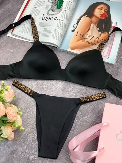 Комплект жіночий Victoria's Secret безшовний чорний kk034