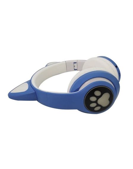 Навушники бездротові Cat Ear VZV-24M Bluetooth з різнобарвною LED-підсвіткою і котячими вушками Сині | Зображення 1