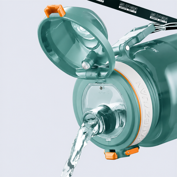 Спортивная бутылка KANGZYUAN 700 мл - Зеленая Tritan BPA-free, ударопрочная эко-бутылка с фильтром и ремешком | Зображення 1