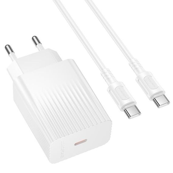 СЗУ Borofone BAS73A Source PD20W (1USB-C) + кабель Type-C to Type-C White | Зображення 2