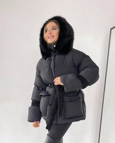 Женский пуховик Cresh Puffer со сьемным капюшоном черный