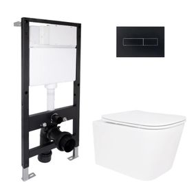 Готовое решение Qtap для ванной комнаты: подвесной унитаз Crow Ultra Quiet 485x340x290 + комплект инсталляции Standard (линейная
