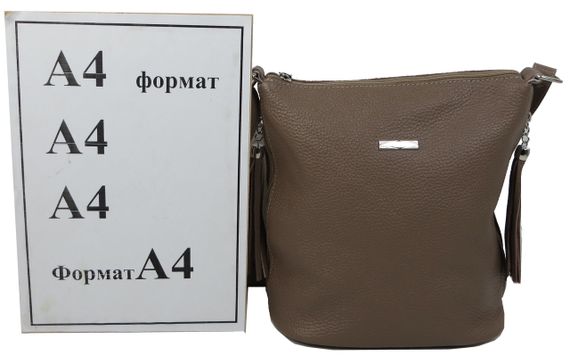Женская кожаная сумка через плечо Borsacomoda бежевая | Зображення 9