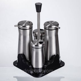 Набір баночок для спецій та рідких текстур 4 предмети на підставці, сталь HP-1346