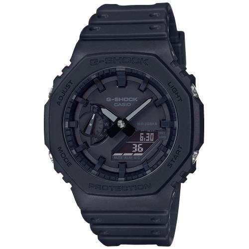 Чорні полімерні чоловічі наручні годинники Casio оригінал Японія G-Shock GA-2100-1A1ER з полімерним ремінцем