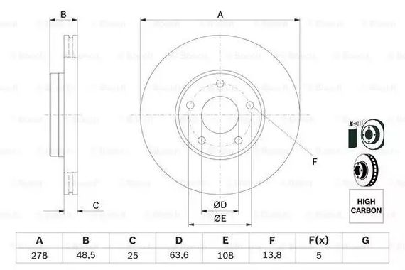 Диск гальмівний FORD AUSTRALIA, VOLVO C30, BOSCH (0986479173) | Зображення 4