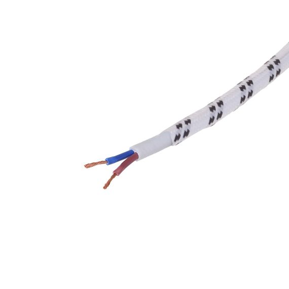 Декоративный кабель в тканевой оплетке IU-2 2x0,75 WH/BK (1м)