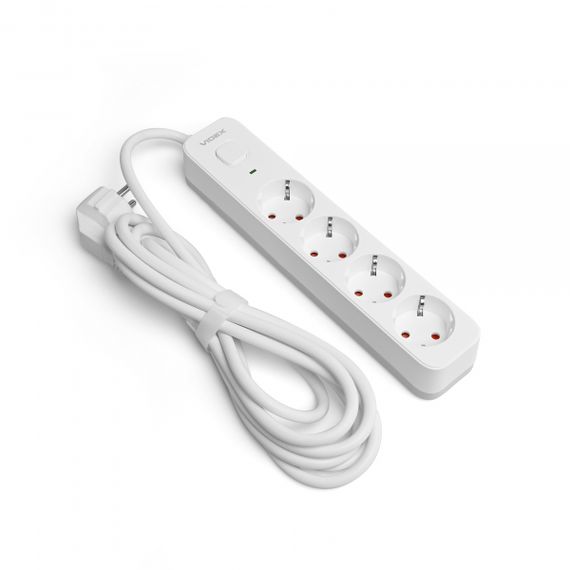 Мережевий подовжувач VIDEX ONCORD з/з 4п 3м (3x1.5мм) з кнопкою White | Зображення 1