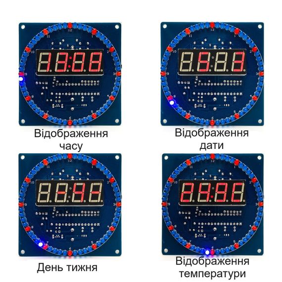 Часы-конструктор для сборки с корпусом, кабелем питания, красные | Зображення 1