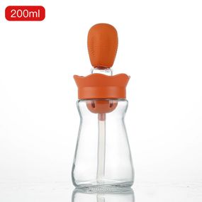 Бутылка для масла 200 мл с силиконовой кисточкой Оранжевая