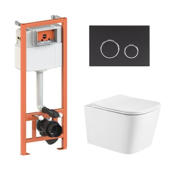 Готове рішення Qtap для ванної кімнати: підвісний унітаз Crow Ultra Quiet 490x360x290 + комплект інсталяції Nest 4 в 1 (кругла