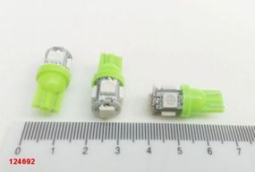 Лампа світлодіод б/ц 12V W5W T10 5SMD (50 х 50) зелена