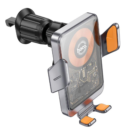 Тримач для телефону Hoco HW7 Journey Wireless Fast Charging з бездротовою зарядкою 15W Gray | Зображення 1