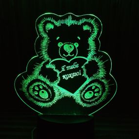 Акриловий світильник-нічник Ведмедик Кохання зелений tty-n000188