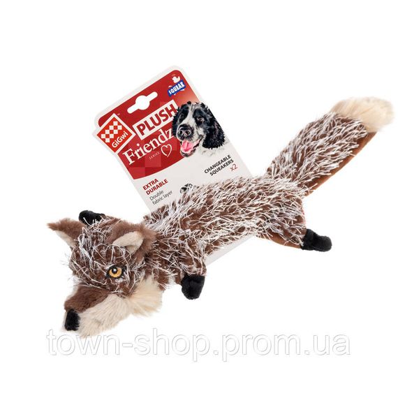 Игрушка для собак Волк с пищалками GiGwi Plush Friendz, текстиль, 37 см | Зображення 1