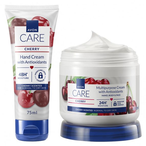 Подарунковий Набір для тіла з Ароматом Вишні Avon Cherry Care | Крем для Рук + Крем Мультифункціональний | Ідеальний Подарунок