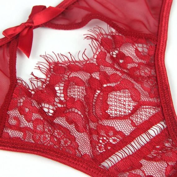 Сексуальні мереживні трусики Star Night з поясом і підв'язками для панчіх, червоний sexstyle | Зображення 9