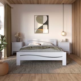 Двоспальне дерев'яне ліжко Mebigrand Неаполь Сіро-блакитний (S2010R80B) 180х200 см (MBG-3764)