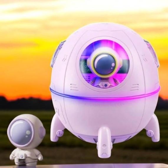 Зволожувач повітря Астронавт з підсвічуванням портативний Space Capsule Humidifier Рожевий