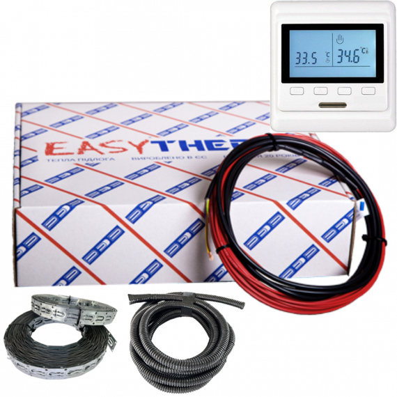 Кабель easyTherm EC 18 + программируемый регулятор для укладки теплого пола в стяжку 3,4 м² - 5,1 м² (576 Вт)
