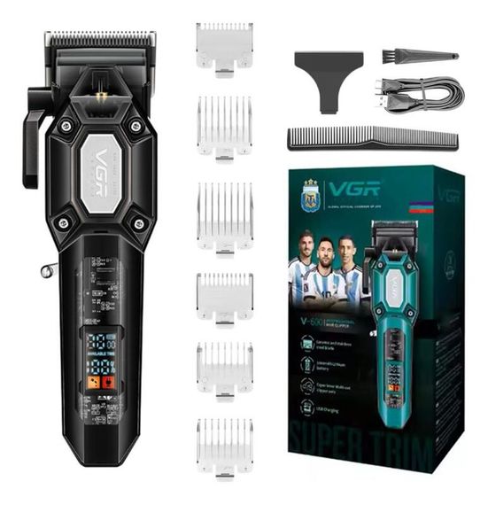 Акумуляторна машинка для стрижки VGR V-600 Black з 6 насадками, регулятором висоти зрізу та LED-дисплеєм (45689-V-600 BLACK_587) | Зображення 2