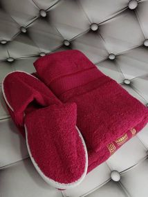 Набор в сауну мужской (полотенце-юбка, полотенце, тапочки) Merzuka Bordo Махра