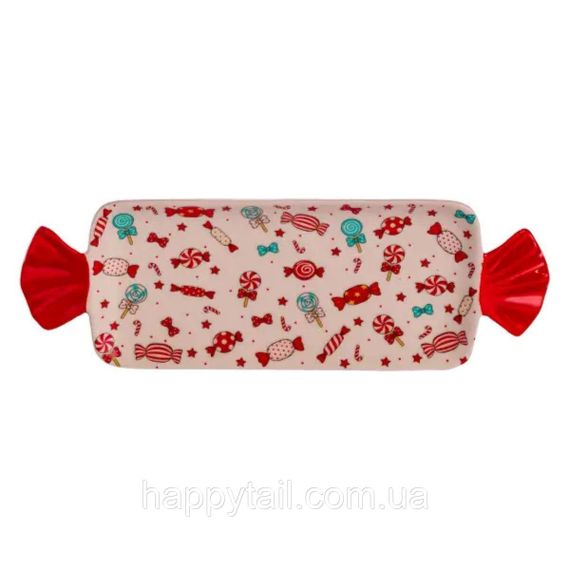 Блюдо сервировочное Merry Christmas 35×12.5 (см) прямоугольное с ручками из фарфора CR-1-29