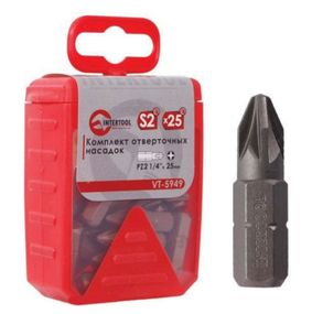 Насадка викруткова біта Intertool PZ2 1/4"*25 мм під саморіз