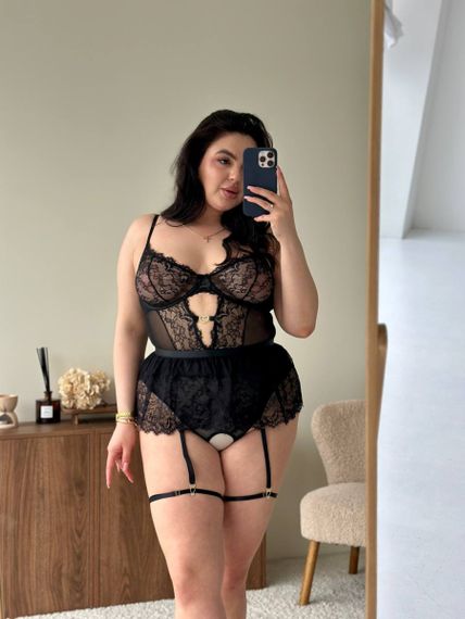Чорний комплект білизни PLUS SIZE | Зображення 2