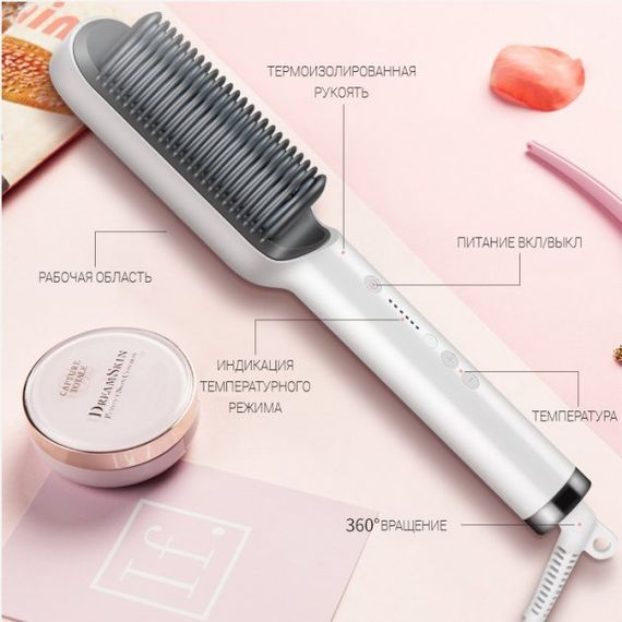 Розчіска – випрямляч Hair Straightener 909B для випрямлення волосся • Праска щітка з турмаліновим покриттям | Зображення 3