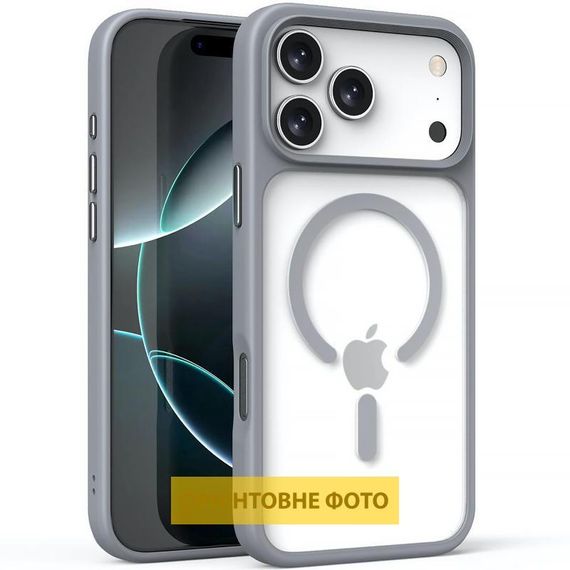 TPU+PC чохол Metal Buttons with MagSafe для Apple iPhone 17 (6.3") Сірий / Grey
