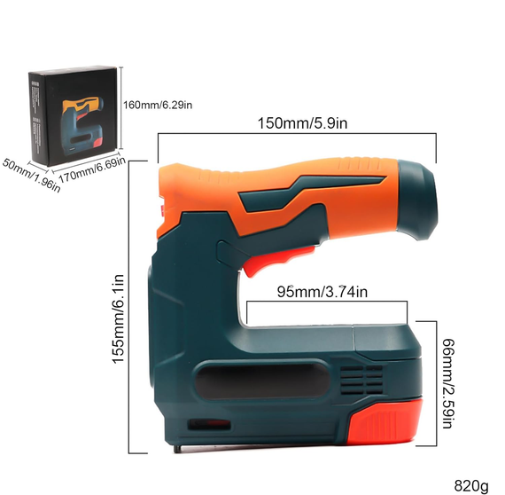 Беспроводной гвоздезабиватель-степлер 2-в-1 Cordless Nailer Stapler 21 в 1, аккумуляторный | Зображення 8